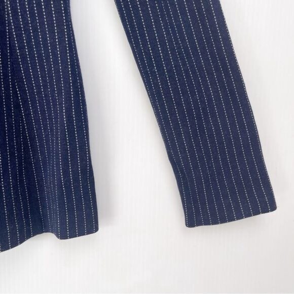 St. John Evening Navy blue striped Button Up Front Blaze 2 - Picture 4 of 8